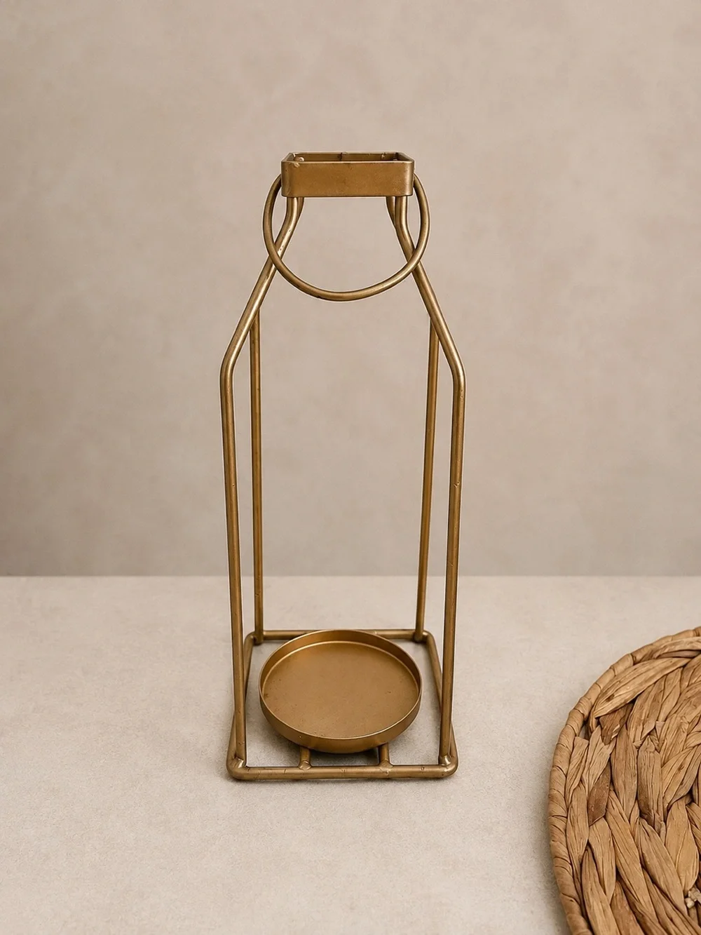 Gold Finish Hanging Candle Home Decor Metal Lantern-11.5